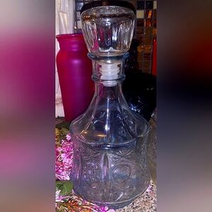 Vintage Light Blue Glass Decanter